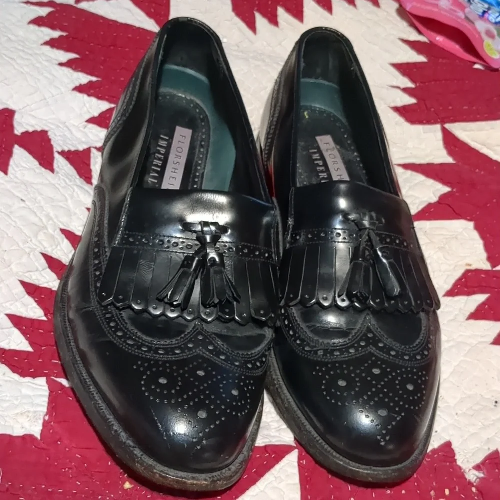 Florsheim Imperial 8.5D 92257 Wingtip Vintage Shoes Black